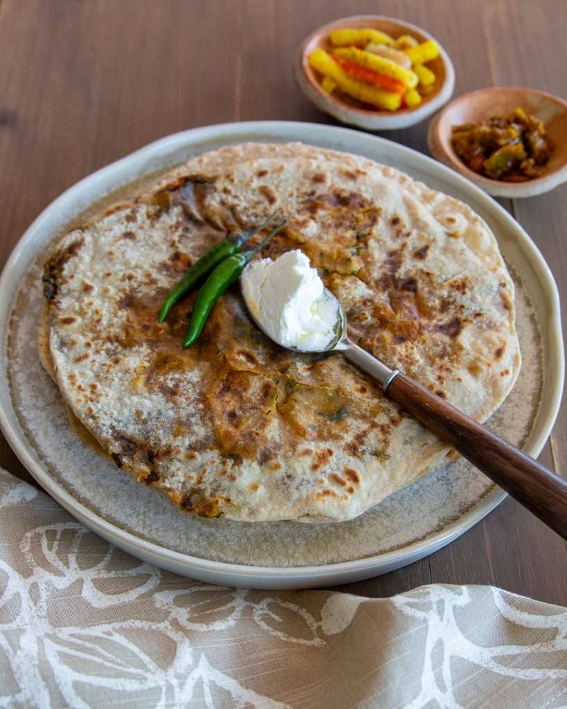 Spiced Sun-dried Tomato, Paneer & Spinach Stuffed Parathas