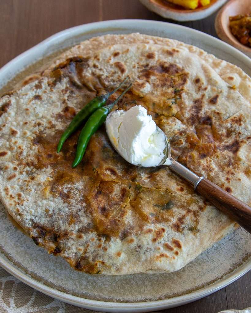 Spiced Sun-dried Tomato, Paneer & Spinach Stuffed Parathas