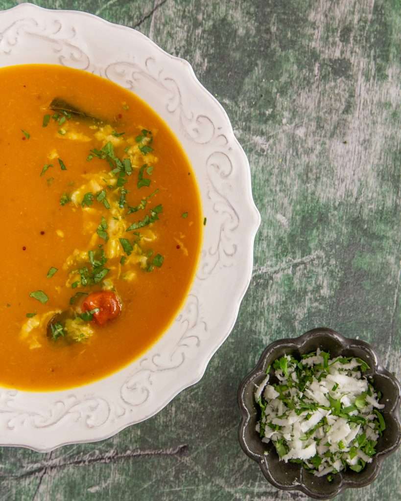 Yellow Tomato Saar with garnish